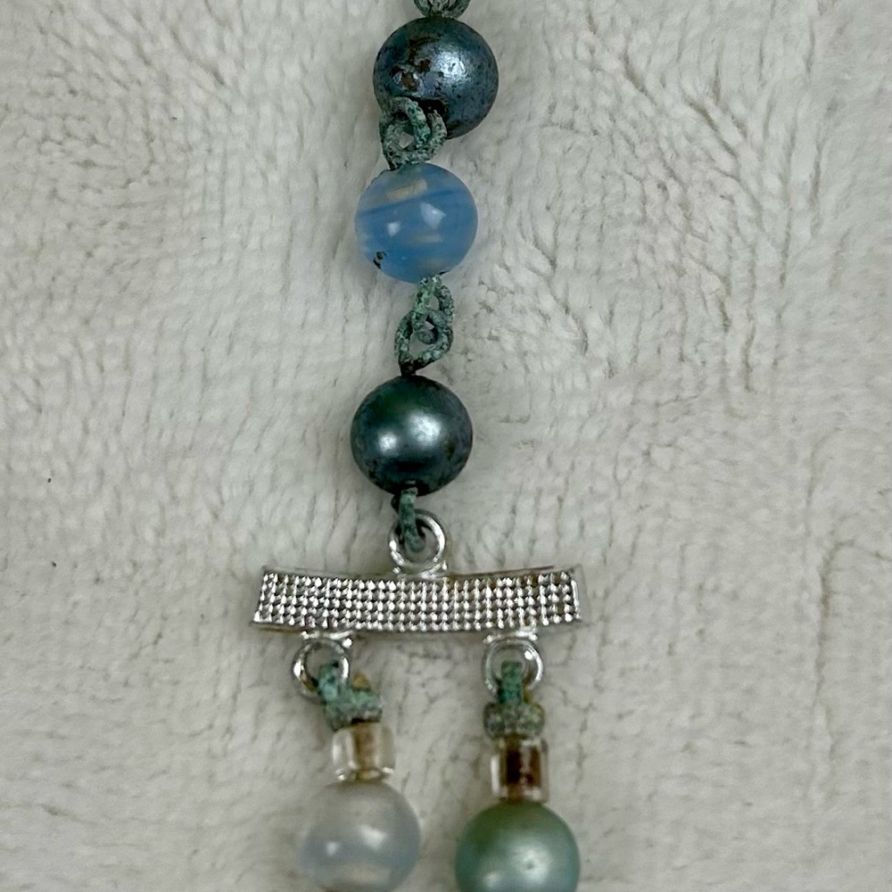 Mid Century Modern Necklace Double Strand Japan Blue Pearls - Picture 11 of 11